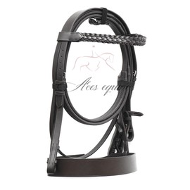 Aces Equine HUNTER BRIDLE WITH 2" NOSEBAND & 1" PLATED BROWBAND PREMIUM QUALITY (BLACK COLOUR) (PONY)
