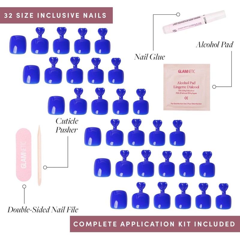 Glamnetic Press On Toenails - Cobalt Blue | Solid Opaque