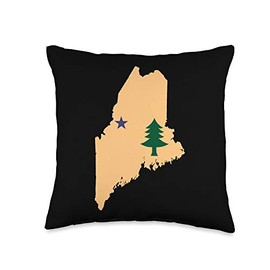 Original Maine State Flag Gift Northern New England Dirigo Throw Pillow