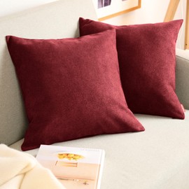 Blumtal Chenille Cushion Cover - Cuddly Sofa Cushion with Hidden Zip - Soft Decorative Cushion with Oeko-Tex Standard - 40 x 40 cm - Set of 2 - Aurora Red - Red