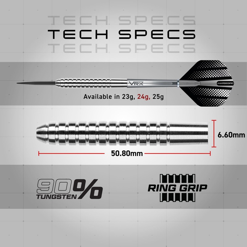 RED DRAGON Rebel 24g - Tungsten Darts Set with Flights