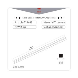 Keith Titanium Ti5633 Solid Square Handle Chopsticks with Aluminum Case (Grey)