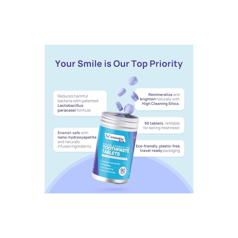 Purple Toothpaste Tablets with Nano Hydroxyapatite - Fresh Breath