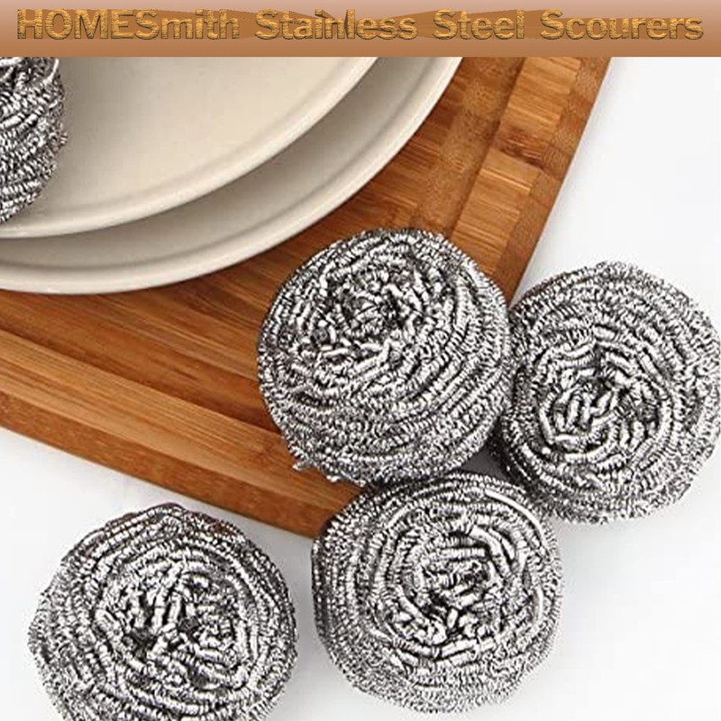 HOMESmith Stainless Steel Scourers – Pack of 6, (HS-130)
