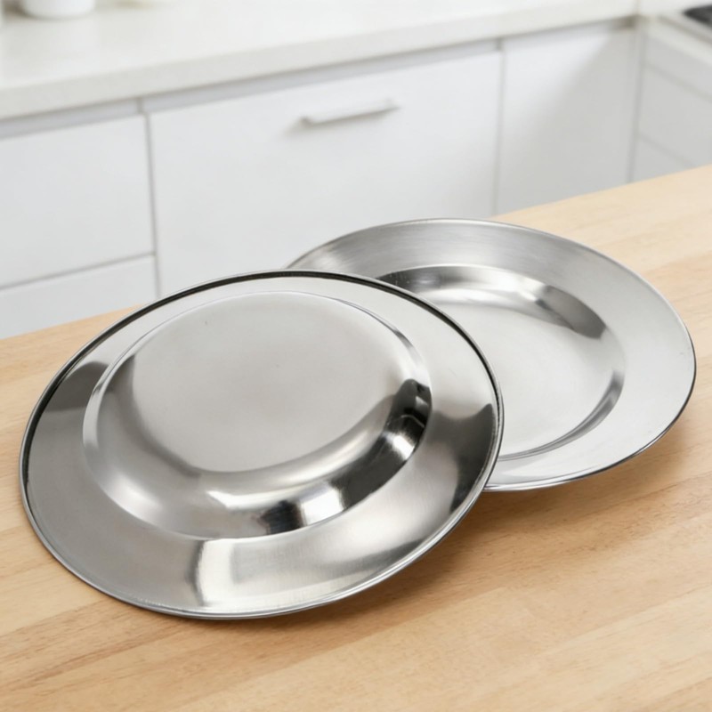 ZAVOOS 24 Pack Stainless Steel Dinner Plates, 8 Inch Metal