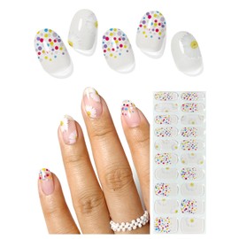 AutyaMee Semi Cured Gel Nail Strips (Daisy), Clear, Summer, 20 Pcs Gel Nail Wraps, Stickers, UV Light Required, Salon Quality, Long Lasting