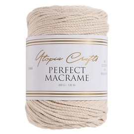 Utopia Crafts Perfect Macrame Cord 3mm - 200g (Natural Beige)