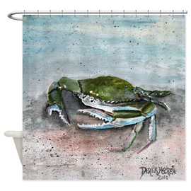 CafePress Blue Crab Acrylic Painting Decorative Fabric Shower Curtain