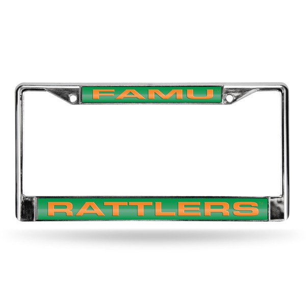 Rico Industries NCAA Florida A&M Rattlers Laser Cut Inlaid Standard Chrome License Plate Frame , 6 x 12.25-inches
