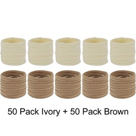 100 Pack Bulk Super Soft Stretchy Elastic Nude Skin Color Nylon Headbands Bow Khaki Brown Ivory Skinny Slim Turban Headwrap Hair Ties Ponytail Holder