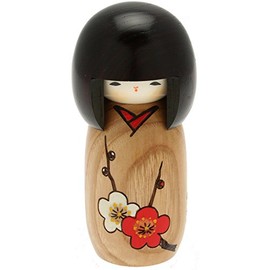 Usaburo Japanese Kokeshi Doll, Sachiko's Brown Kimono