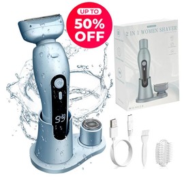 levoni 2025 NEW women's electric shaver  2-in-1 electric shaver  rechargeable shaver, detachable head, cordless for both wet and dry use Comfort - Colour: blue