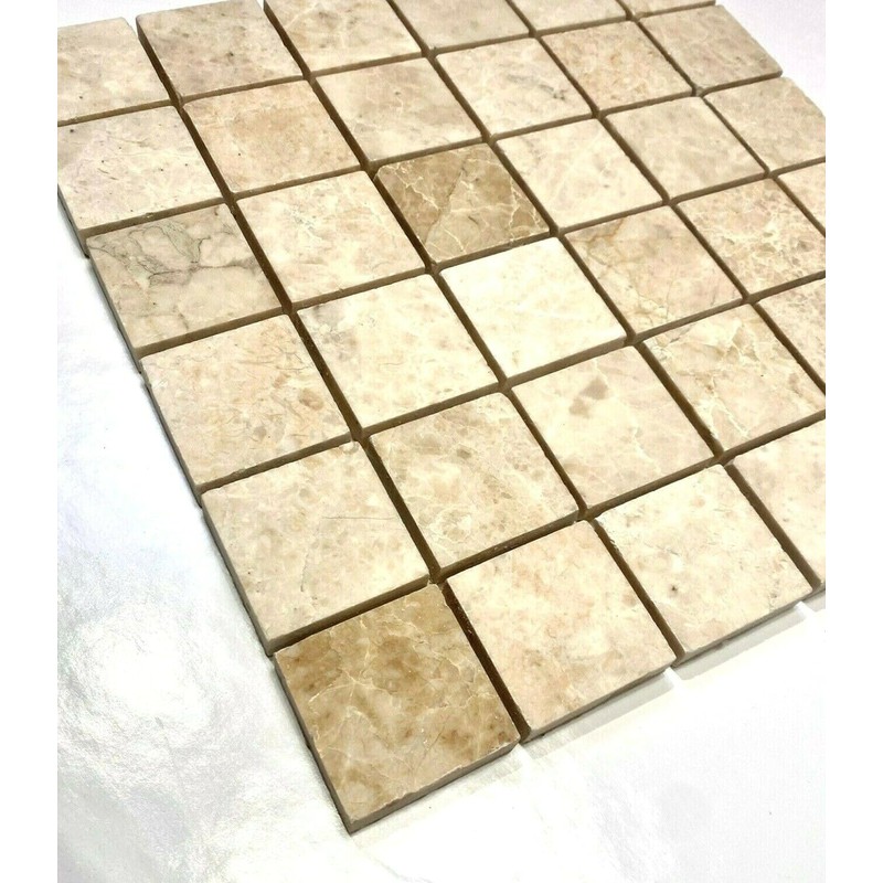2x2 Cappuccino Marble Brushed Straight Edge Mosaic Tile (6" Swatch