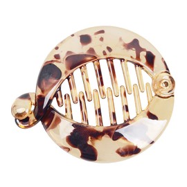 ANCLLO 2 x Banana Clip Hair Comb Round Girls Ponytail Holder Interlocking Banana Combs for Volume Thick Hair (Brown)