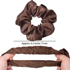 Pack of 6 Hair Bobbles Elastic Soft Satin Crispy Hair Bands for Women Girls Coffee 11 cm / 4.3 Inches