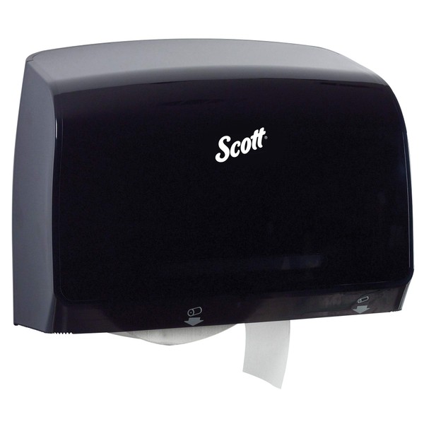 Scott Pro MOD Jumbo Roll (JRT) Coreless Toilet Paper Dispenser (34831), 14.13” x 13.39” x 5.87”, Smoke / Black