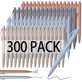 Fulmoon 300 Pcs Black Ink Pens Bulk 1.0 mm Medium Point Retractable Ballpoint Pens for Office Supplies(Morandi)