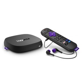 Roku Ultra | The Ultimate Streaming Device 4K/HDR/Dolby Vision/Atmos, Rechargeable Roku Voice Remote Pro, Ethernet Port, Hands-Free Controls, Lost Remote Finder, Free & Live TV