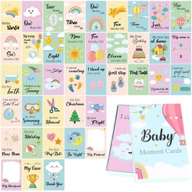 Lemicin Baby Milestone Cards Gift - 40pcs Baby Monthly Milestone Cards in Gift Box Baby Shower Gifts for Mum New Parents New Baby Gift for Boy or Girl Pregnancy Gifts and Keepsakes