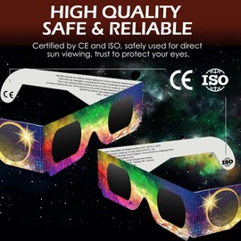 UCQKLI 6 PCS Solar Eclipse Glasses 2024, CE & ISO 12312-2 Certified AAS Recognized Paper Glasses, Eye Protection Approved for Direct Sun Viewing, Sun Safe Shades for 2024 Total Solar Eclipse-A01