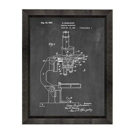 Binocular Microscope Patent Art Chalkboard Print in a Beveled Black Wood Frame (16" x 20") M12433
