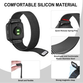 VELULYX Metal band Compatible Garmin Venu 2 Plus, 20mm strap for Garmin Venu Sq/Sq Music/Venu Sq 2/Sq 2 Music/Vivoactive 3/Vivoactive 5/Garmin Venu/Vivomove HR/Forerunner 55 245 645