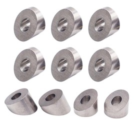 Lynkaye 1/4" 30 45 Degree Angle Beveled Washer for 1/8" to 3/16" Deck Cable Railing, Stair Railing,T316 Marine Grade Stanless Steel for Wood/Metal/Aluminum Posts Stairs (10 Pcs 45 Degree)
