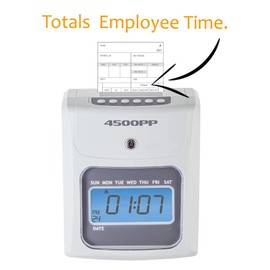 Nile Products - 4500PP Electronic Calculating Time Clock, Employees in/Out Time Tracker, Small Business Punch Pack Bundle Includes: 25 Time Cards,1 Ink Ribbon and 2 Security Keys