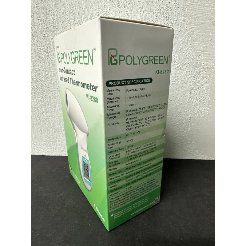 Polygreen Non Contact Infared Thermometer KI-8280 Brand New