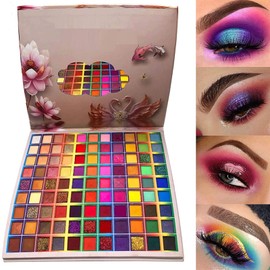 Paleta de sombras de ojos de 99 colores, paleta de sombras de ojos de colores del arco iris, paleta de maquillaje profesional con brillo mate, sombra 