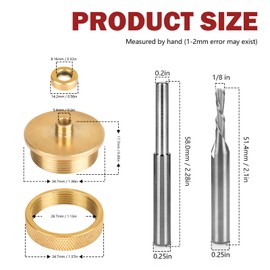 Router Inlay Bushing Kit Replacement for Router Template Guide Set Solid Brass Router Inlay Kit 71333 Fits for 1/4 Router Templates for Wood.