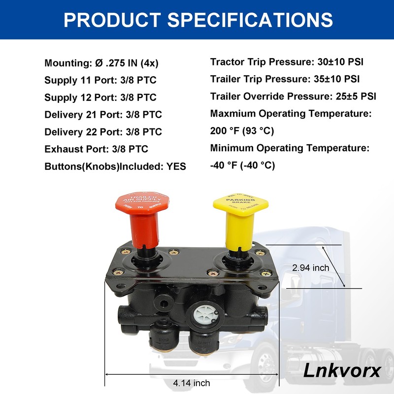 800257 MV-3 Dash Control Brake Valve - Trailer Parking Brake
