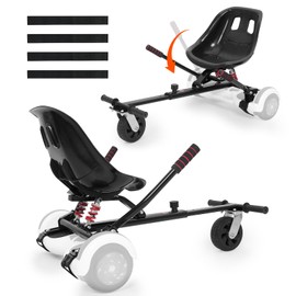 VEVOR Hoverboard Seat Attachment, for 6.5" 8" 8.5" 10" Hoverboards, Dual Shock Absorption System, Grips Control, Adjustable Length 270 LBS Load Capacity, Buggy Attachment, for Kids Adults