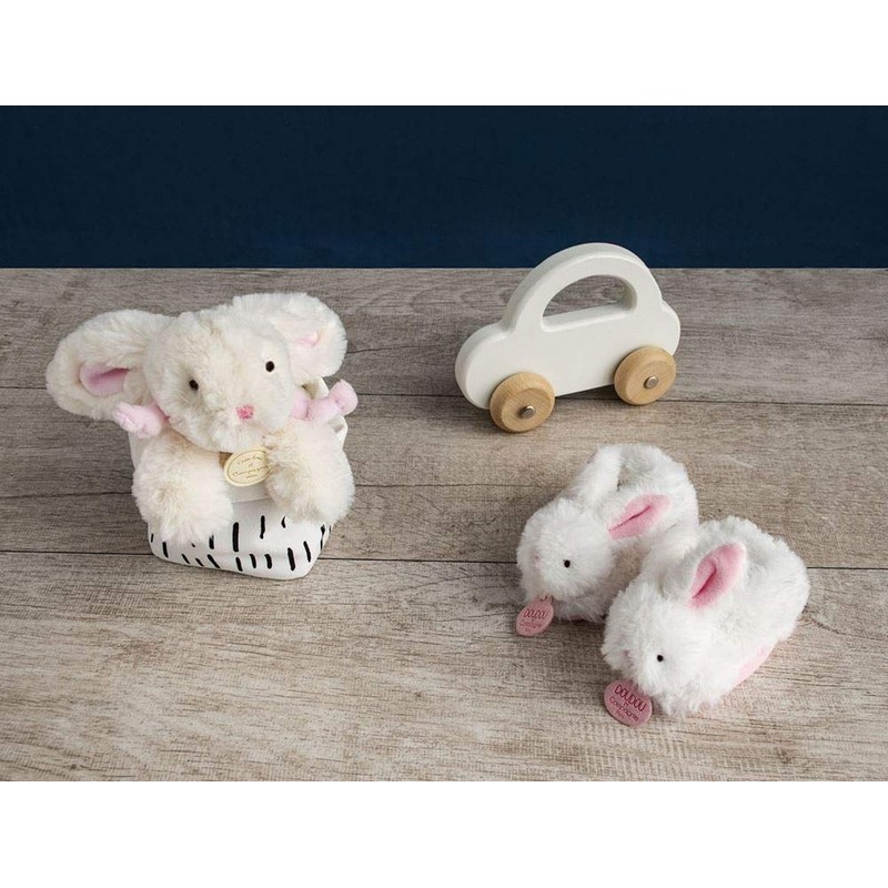 Doudou et Compagnie DC1308 Pink Lapin Bonbon Botties with Rattle