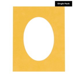 13x19 Mat Bevel Cut for 11x14 Photos - Precut Bright Yellow Oval Shaped Photo Mat Board Opening - Acid Free Matte to Protect Your Pictures - Bevel Cut for Family Photos, Pack of 1 Matboard