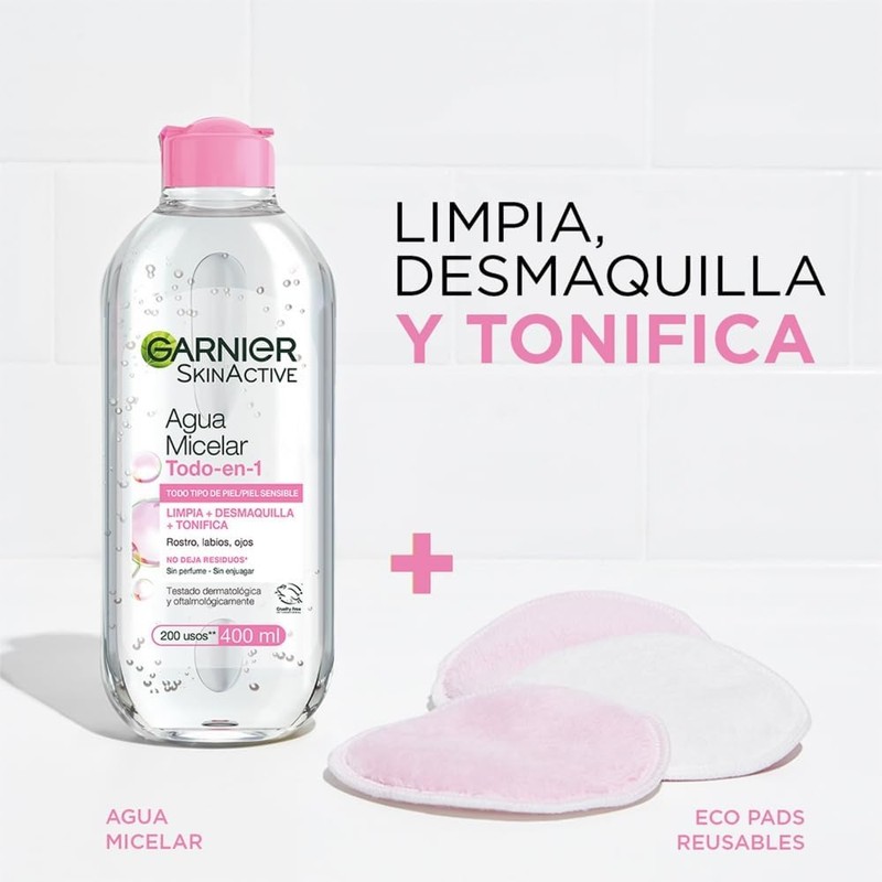 Kit Garnier Agua Micelar Desmaquillante Todo en 1, 400ml+100ml