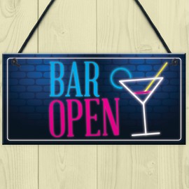 RED OCEAN Bar Open Sign NEON EFFECT Home Bar Man Cave Pub Club Window Plaque Display