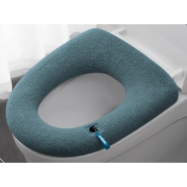 Qyjhska Toilet Seat Covers for All Seasons, Toilet Seat Cover, Universal Antibacterial Home, Warm/Washable/Thick (Navy Blue)