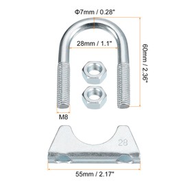sourcing map Muffler U-Bolt Clamps for 28mm(1-1/8") Diameter Exhaust Tail Pipe, 2pcs Exhaust U Clamp Saddle Type U-Bolt Clamps