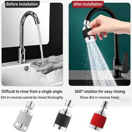Splash Proof Booster Swivel Kitchen Filter Tap,360 Rotation Faucet Sprayer, Faucet Aerator with 3-Mode Adjustable Purifier Spout for M22 M24 Sink(White)