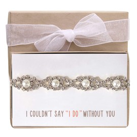 A+O Bridesmaid Gift Pearl Crystal Bracelet in Silver