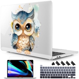 Lepeoac for MacBook Pro 16 inch Case 2019 2020 Release Model A2141, Plastic Hard Shell Cover with Keyboard Cover for MacBook Pro 16 inch with Touch Bar & Touch ID - Cute owl