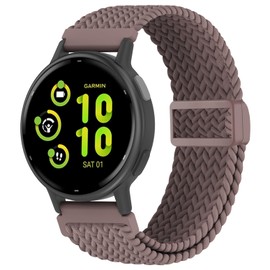 EverAct 20mm Magnetic Braided Nylon Band Compatible with Garmin Vivoactive 6/Vivoactive 5/3/3 Music, Elastic Loop Soft Stretchy Wristband Strap for Venu Sq 2/Venu 2 Plus & Forerunner 165/55/245/645