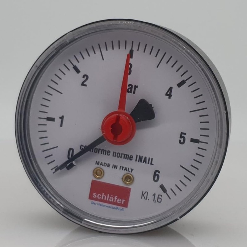 Schläfer 0930165 Hydraulic Pressure Gauge Rear Axial Connection 1/4 Inch