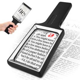 Large Magnifying Glass with Light, 10X 30X Handheld Rectangle Magnifying Glass for Reading, Stepless Dimmable LEDs Magnifier for Reading Small Prints Seniors Low Vision