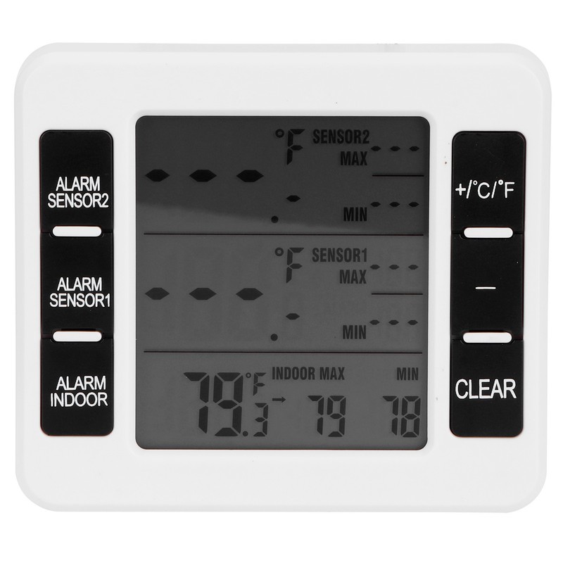 Refrigerator Thermometer Wireless Indoor LCD Digital Freezer Alarm Thermometerwith 2