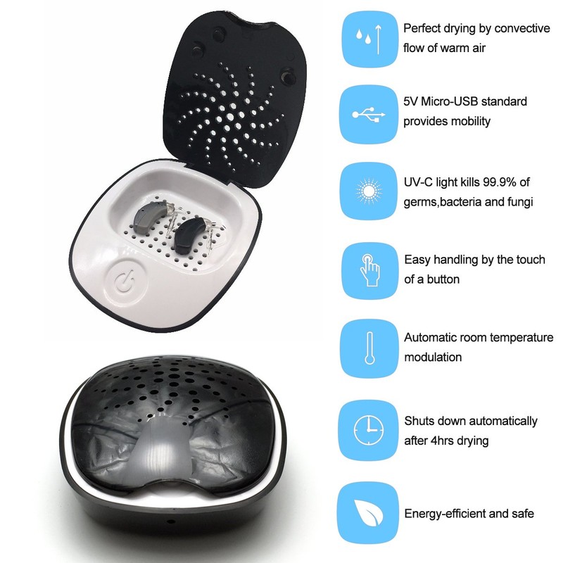 Portable USB Electric Dehumidifier Hearing Aid Dryer,Temperature Range 104-122 Degree,Energy-efficient