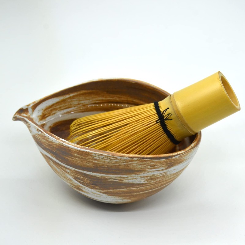 Katakuchi Ball Medium Bizen Style Matcha Bowl, 6.1 fl oz