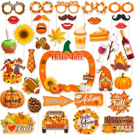 39Pcs Fall Photo Booth Props, Fall Festival Decorations, Pumpkin Frame