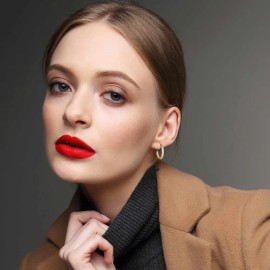 Aretes Argolla 2.05cm Oro 14K Zirconia Cúbica ELFPRINCE
